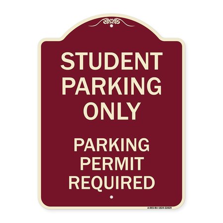 SIGNMISSION Student Parking Parking Permit Required Heavy-Gauge Aluminum Sign, 24" x 18", BU-1824-22829 A-DES-BU-1824-22829